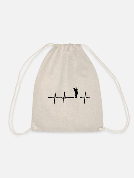Ich liebe Cricket Geschenk Herzschlag Schwarz - Turnbeutel - Natur
