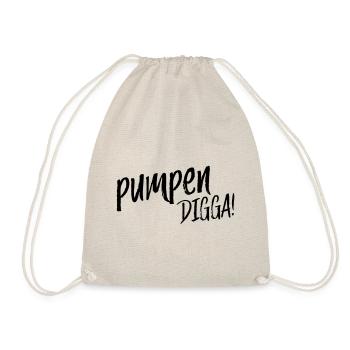 pumpen DIGGA – Kraftsport Fitnessstudio Fitte - Turnbeutel - Natur - Vorne