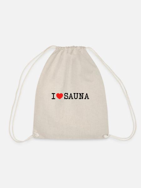 I love Sauna Ich liebe Saunieren Geschenk - Turnbeutel - Natur