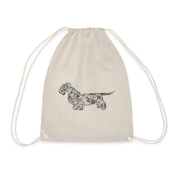 Dachshund Tribal dessin de teckel aux cheveux noirs - Sac de sport léger - nature - Devant