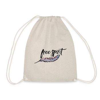 Free Spirit with feather colored - Vol. 4 black - Drawstring Bag - nature - Front