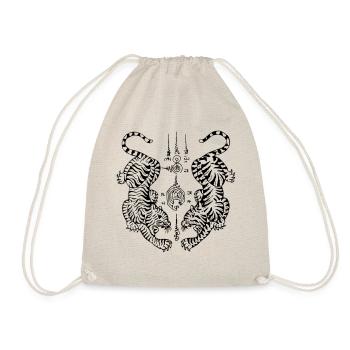Muay Thai boxing kickboxing Sak Yant tiger tattoo - Drawstring Bag - nature - Front