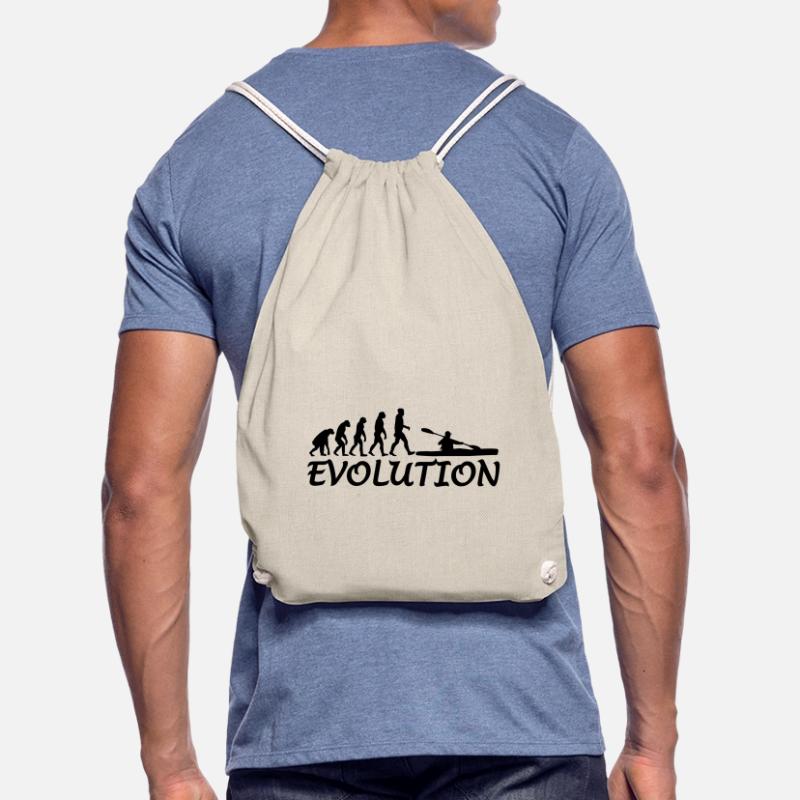 Evolution kayak canoe canoeists paddle gift idea Drawstring Bag