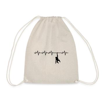 Heartbeat Monkey Monkey Gift - Drawstring Bag - nature - Front