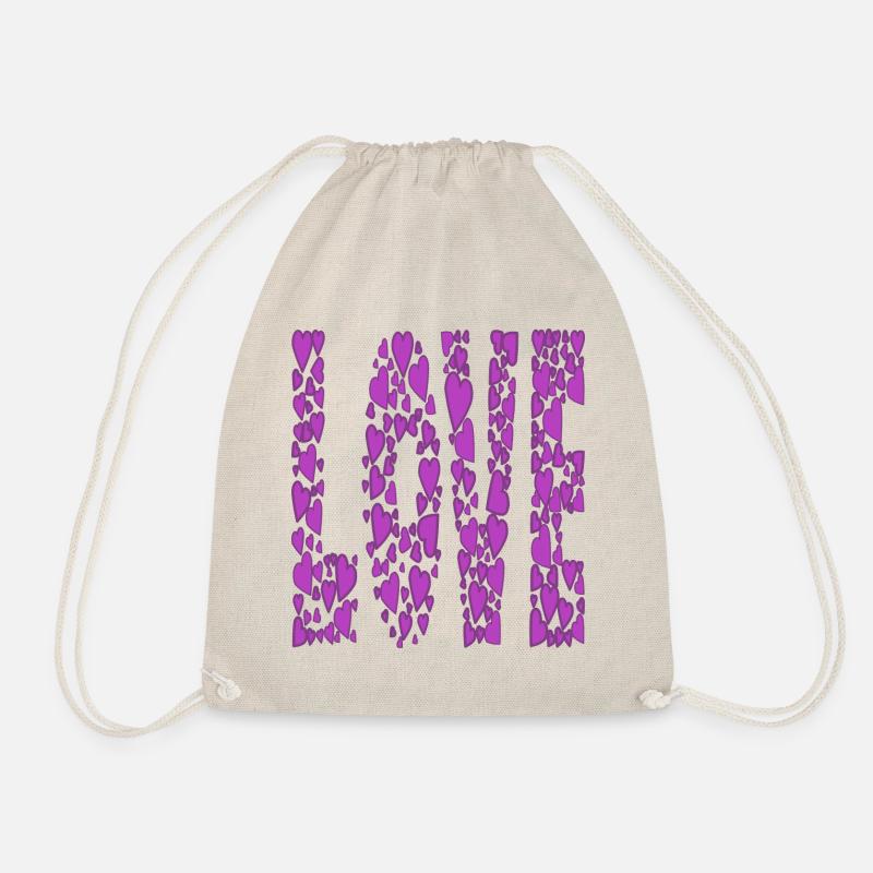 Lila-Herzen-LOVE - Turnbeutel - Natur