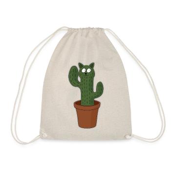 Katze als Kaktus im Blumentopf - Turnbeutel - Natur - Vorne