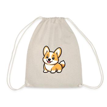 Corgi Hund Comic Baby - Turnbeutel - Natur - Vorne