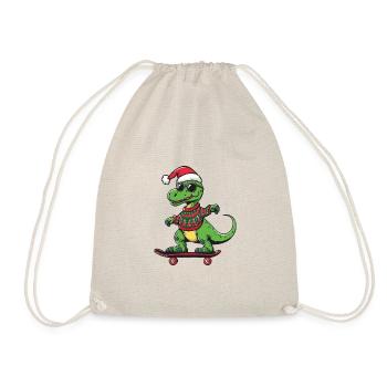 Dinosaur brontosaurus Christmas Funny - Drawstring Bag - nature - Front
