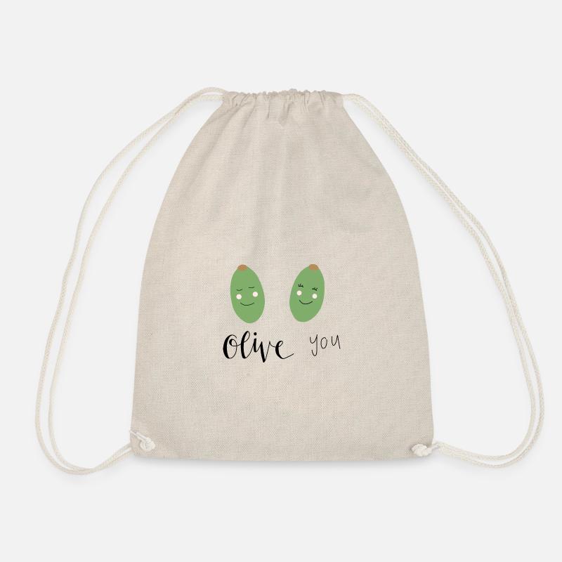 Olive Handlettering Saying - Drawstring Bag - nature
