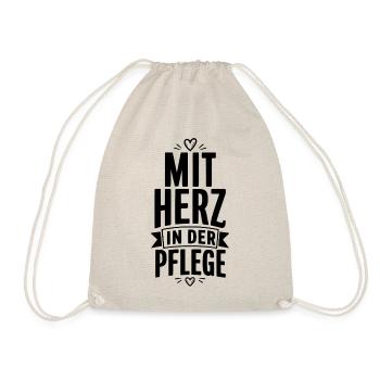 Mit Herz in der Pflege - Turnbeutel - Natur - Vorne