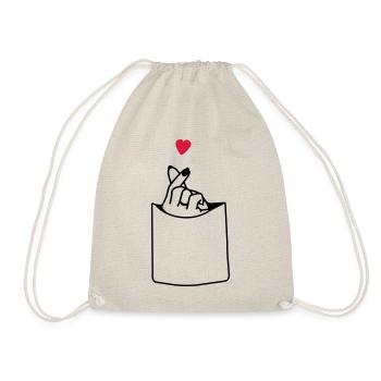 Hand and heart pocket - Drawstring Bag - nature - Front