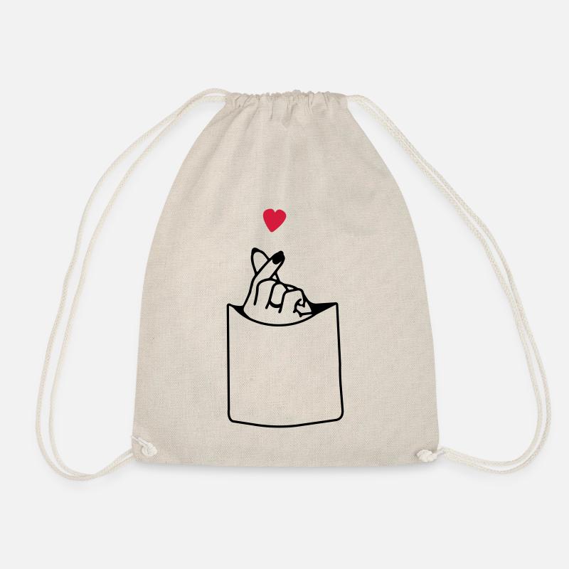 Hand and heart pocket - Drawstring Bag - nature