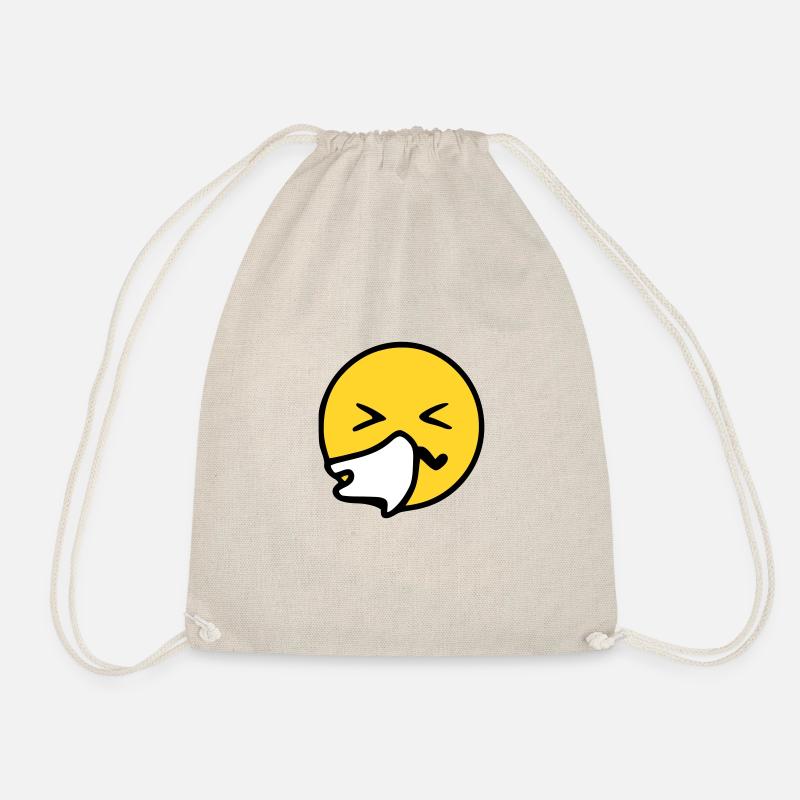 Emoji sneeze sketch color - Drawstring Bag - nature