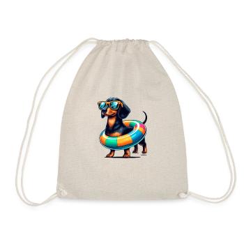 Dachshund Hunting Dog with Dogs Summer and Beach Dog - Drawstring Bag - nature - Front