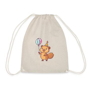 Beaver Birthday Baby - Drawstring Bag - nature - Front