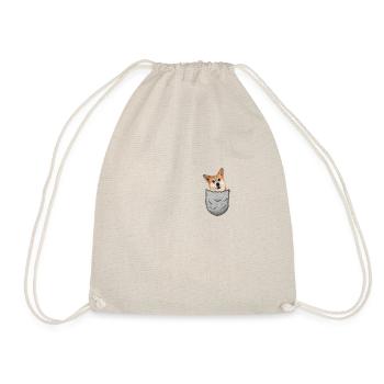 Welsh Corgi Pembroke Brust-Tasche Pocket - Turnbeutel - Natur - Vorne