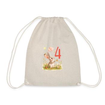 Geburtstag 4 Hase Waldtier Mädchen Vier 4 Jahre al - Turnbeutel - Natur - Vorne