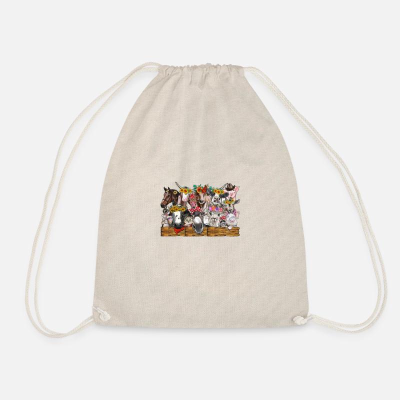 Watercolor Farm Animals - Drawstring Bag - nature