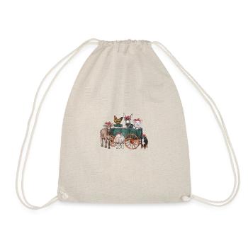 Farm animals Wagon - Drawstring Bag - nature - Front