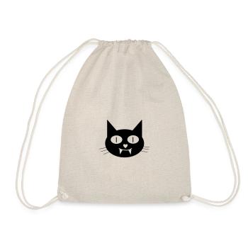 Halloween vampire cat with canines - Drawstring Bag - nature - Front