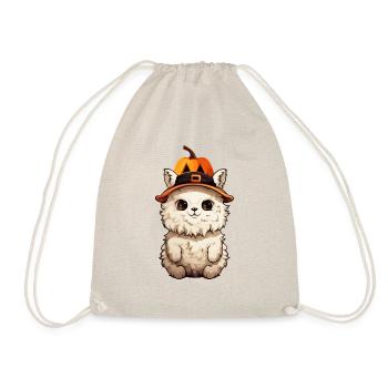 Halloween bébé alpaga mignon avec chapeau de citrouille - Sac de sport léger - nature - Devant