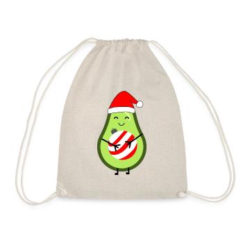 Liebevolle Avocado mit Weihnachtskugel - Turnbeutel - Natur - Vorne