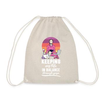 Keeping My Life In Balance Through Yoga - Drawstring Bag - nature - Front