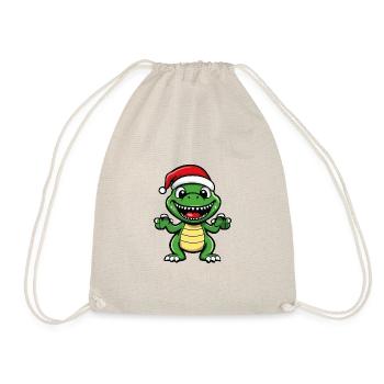 Dinosaur T-Rex Christmas Christmas - Drawstring Bag - nature - Front