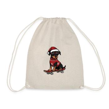 Dobermann Hund Weihnachten Lustig - Turnbeutel - Natur - Vorne