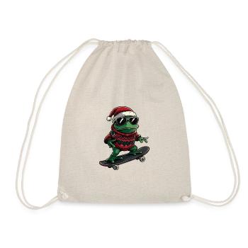 Frosch Weihnachten Lustig - Turnbeutel - Natur - Vorne