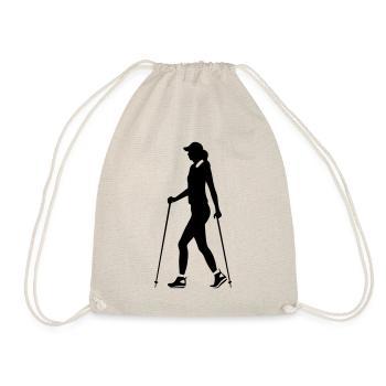 Nordic Walking Woman Silhouette - Drawstring Bag - nature - Front