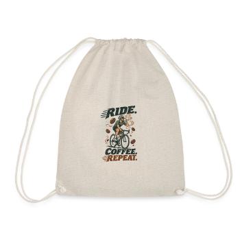 Ride Coffee Repeat Fahrrad Kaffee - Turnbeutel - Natur - Vorne