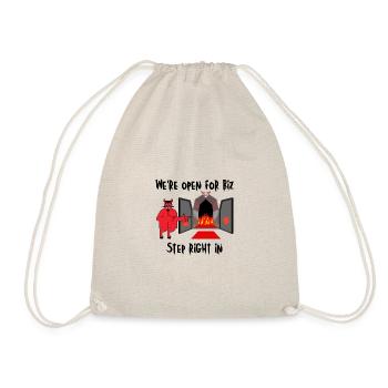 We’re open for biz. Step right in. - Drawstring Bag - nature - Front