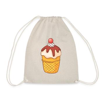 Eis Speiseeis Eiskrem Eiscreme Kugeleis Eisbecher - Turnbeutel - Natur - Vorne