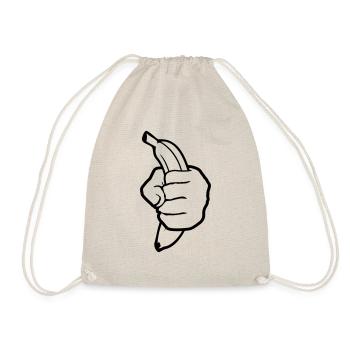 eat banana keep hunger delicious cook aprons ge - Drawstring Bag - nature - Front
