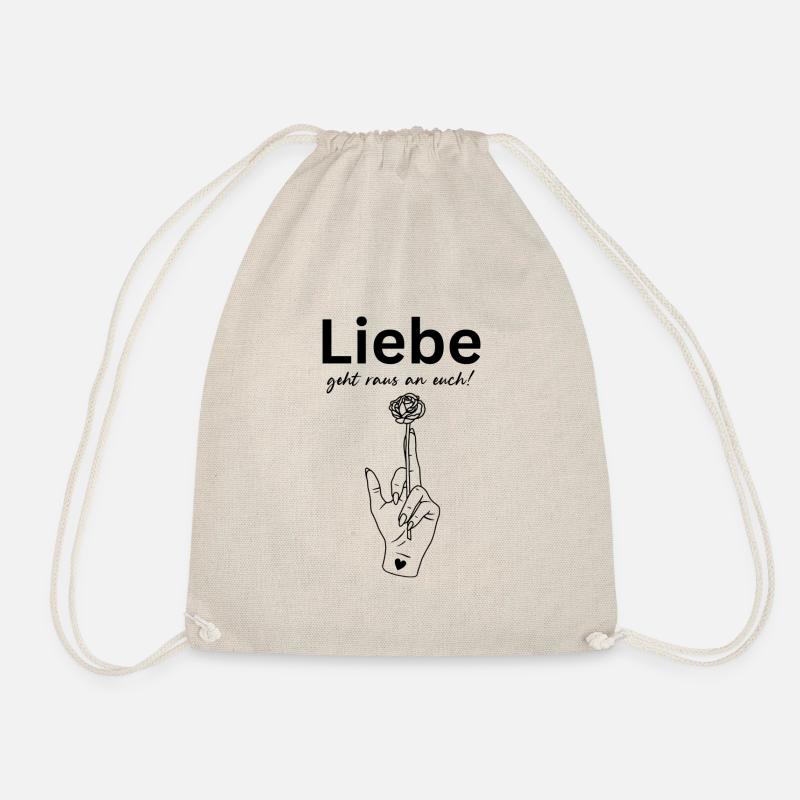 Liebe geht raus an euch Mittelfinger Rose - Turnbeutel - Natur