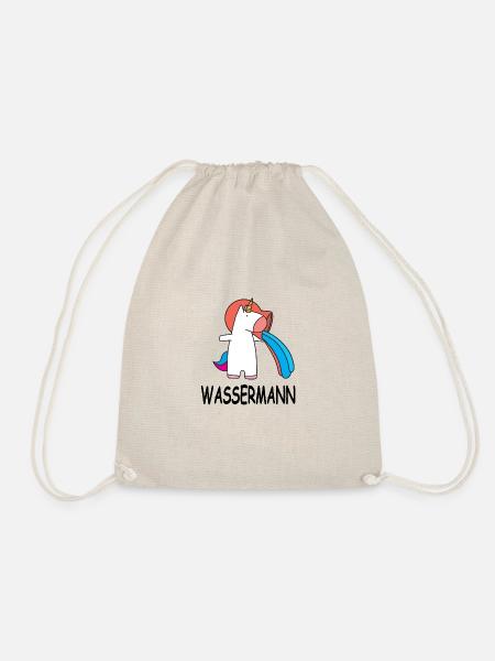 Sternzeichen Wassermann Einhorn Geburtstag - Turnbeutel - Natur