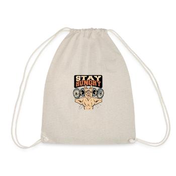 Stay Hungry Humor Weightlifting Alpaca - Drawstring Bag - nature - Front