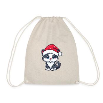 Katze Weihnachten Niedlich - Turnbeutel - Natur - Vorne