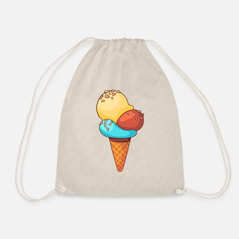Eis Speiseeis Eiskrem Eiscreme Kugeleis Eisbecher - Turnbeutel - Natur
