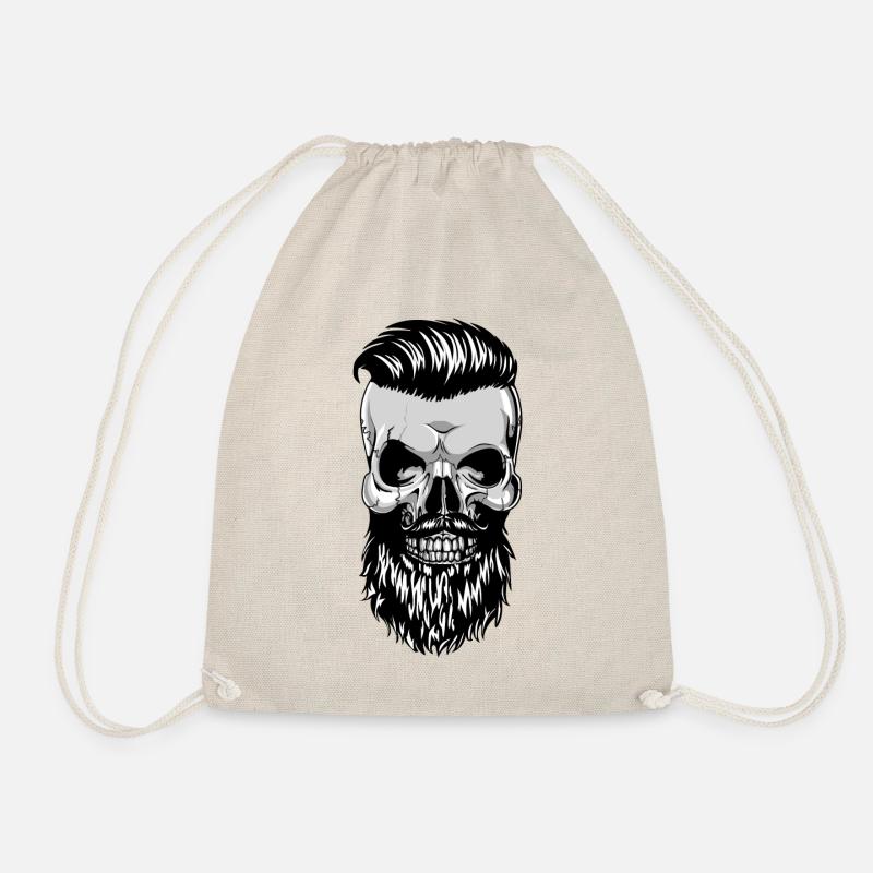 Hipster Skull Totenkopf mit Bart - Turnbeutel - Natur