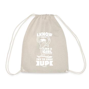 Skateboard Girl Gift - Drawstring Bag - nature - Front
