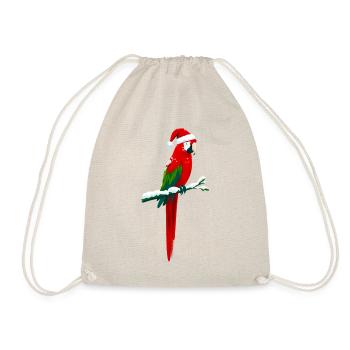 Weihnachtlicher Ara - Turnbeutel - Natur - Vorne