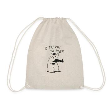 U talkin to me Cat lustiges Katzen Shirt - Turnbeutel - Natur - Vorne