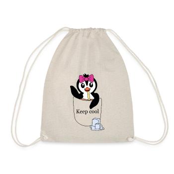 Pinguin in Brusttasche – Keep cool - Turnbeutel - Natur - Vorne