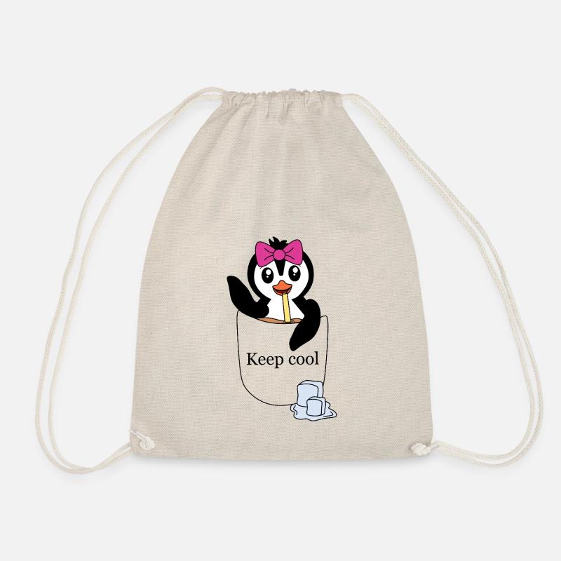 Penguin in breast pocket – Keep cool - Drawstring Bag - nature