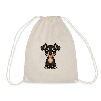 Pinscher Hund Comic Baby - Turnbeutel - Natur - Vorne