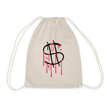 blood drops graffiti wet spray dollar symbol zei - Drawstring Bag - nature - Front