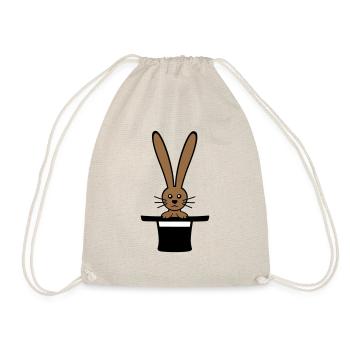 Hase Zylinder Hut Zauberer Kaninchen zaubern süß - Turnbeutel - Natur - Vorne