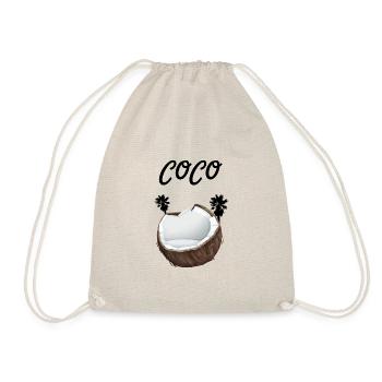 Noix de coco avec inscription Coco et palmiers - Sac de sport léger - nature - Devant